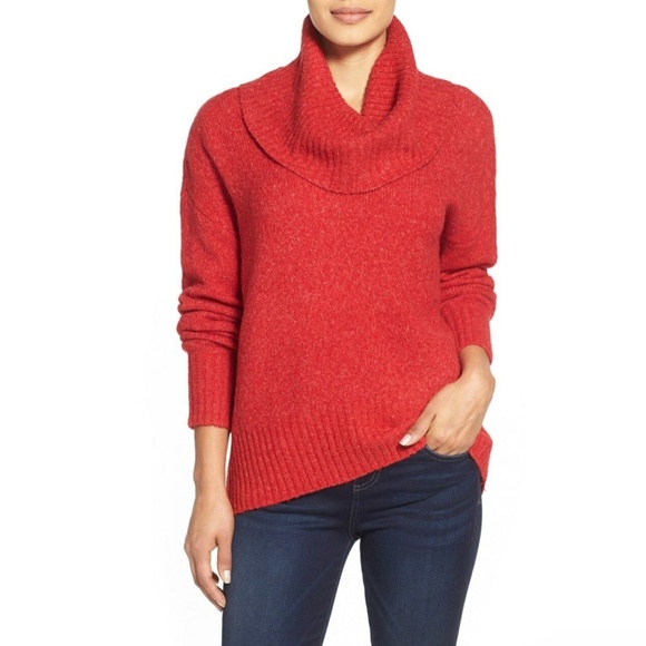 NEW Women's Michael Kors Wool Drape Red Sweater L - Picture 6 of 17